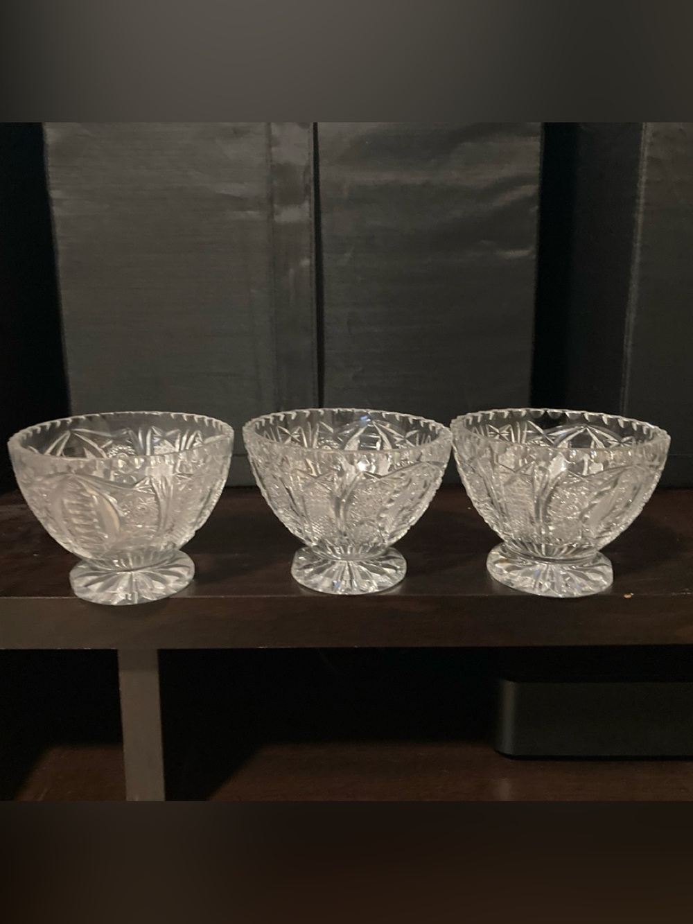 Set of 3 Pressed Glass Dessert Bowls - Clear